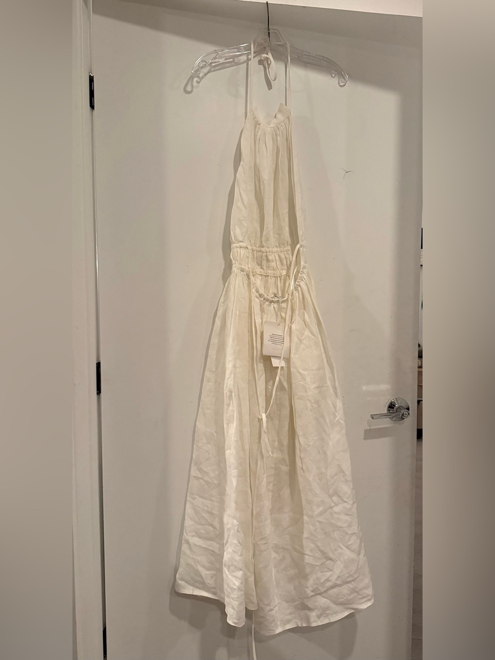 Piece Of White Guiliana Ooen Back Halter Linen Midi Dress Size M — image 3 of 5